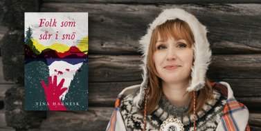Tina Harnesk med boken Folk som sår i snö